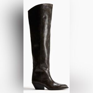 H&M Womens Coated Over The Knee Pointed Toe Western Boots Brown Size 8M